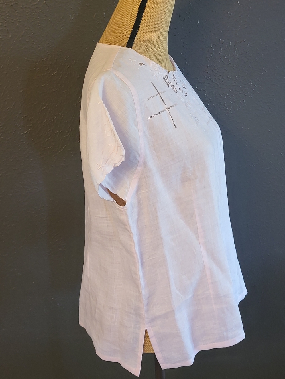 J Song Pale Pink Linen Short Sleeve Blouse NWT - Picture 2 of 12